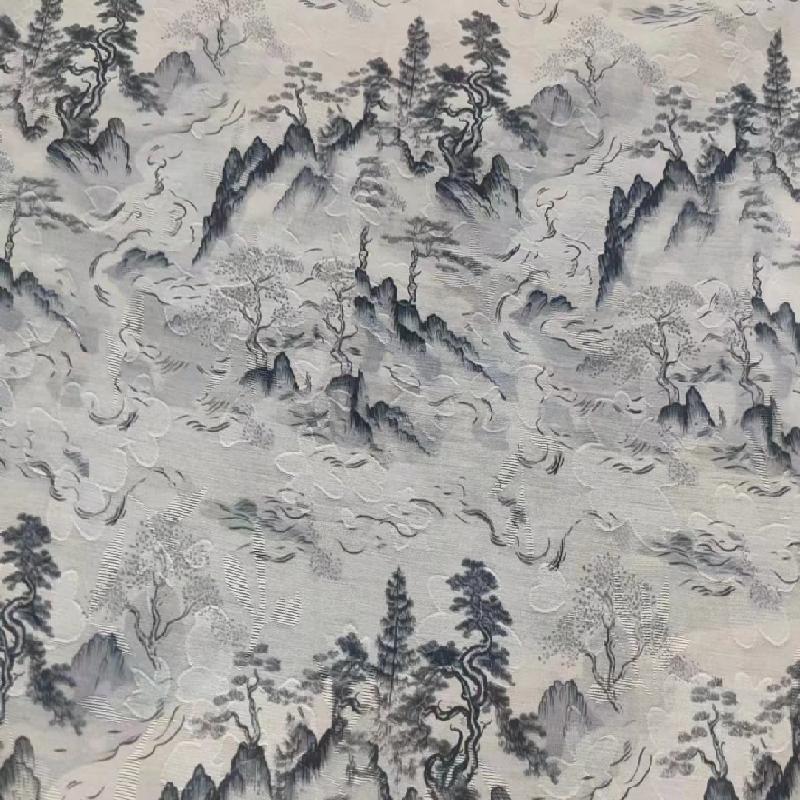 High end ink Chinese style jacquard fabric
