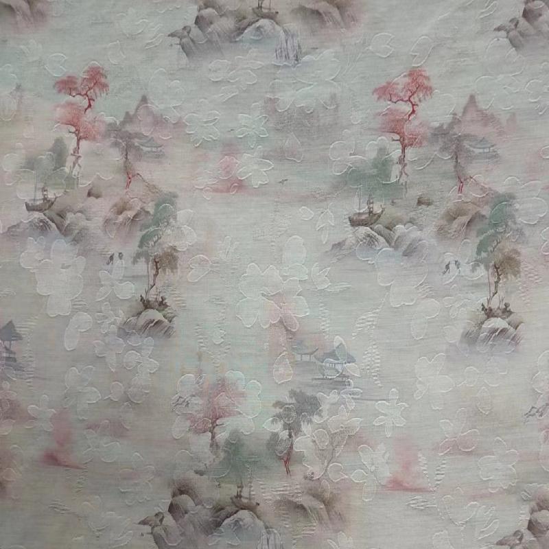 High end ink Chinese style jacquard fabric