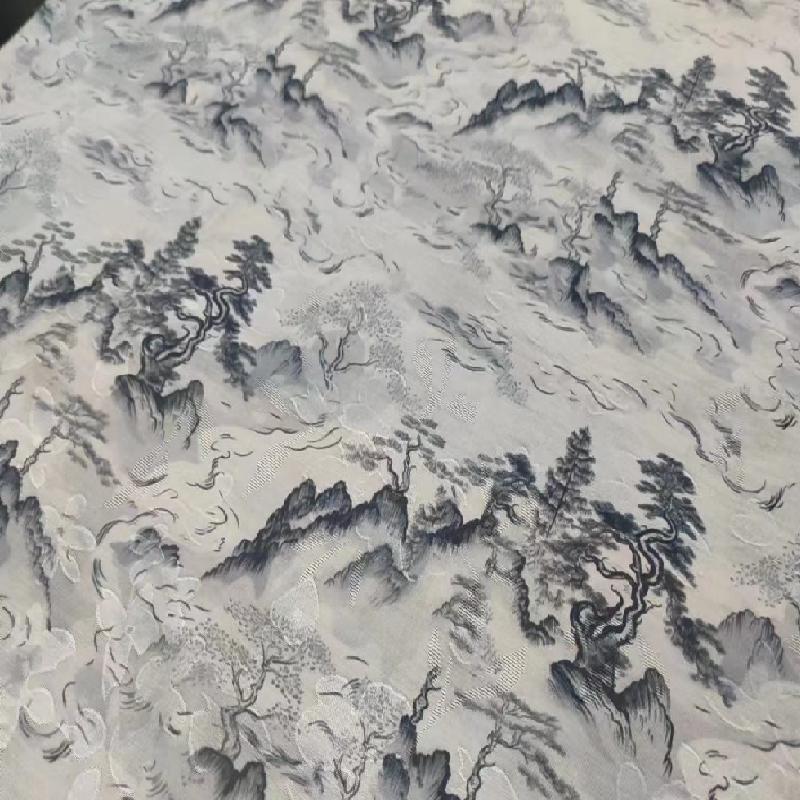 High end ink Chinese style jacquard fabric
